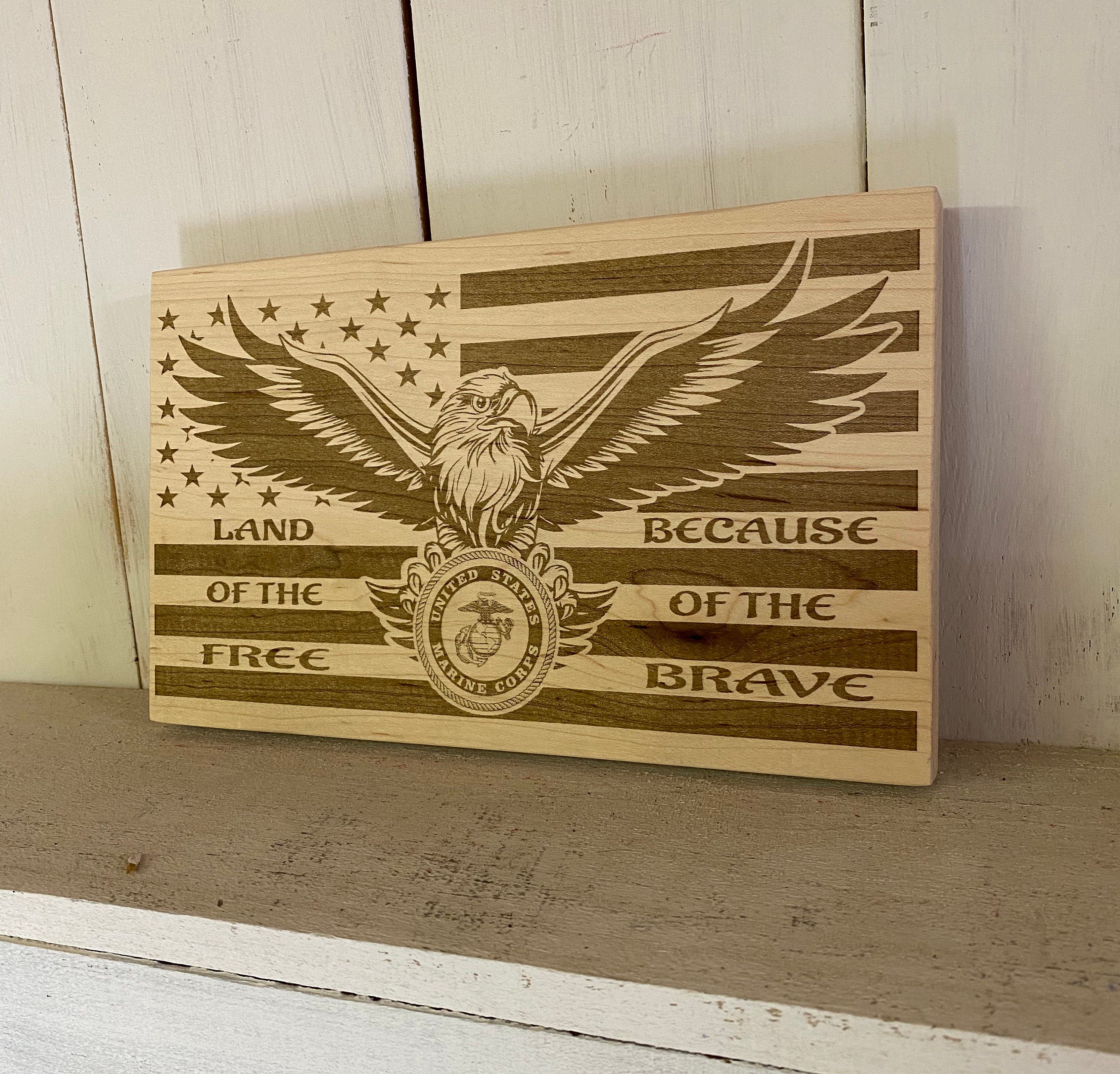 Download US Marines Real Wood Sign, American Flag, Military ...