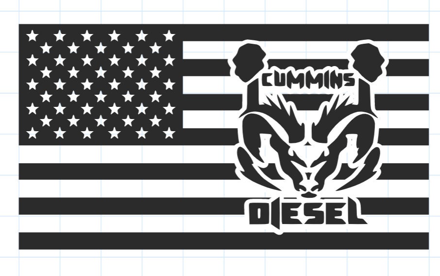 Download Cummins Diesel Flag Svg, Png, Dxf, American Flag, Ram ...