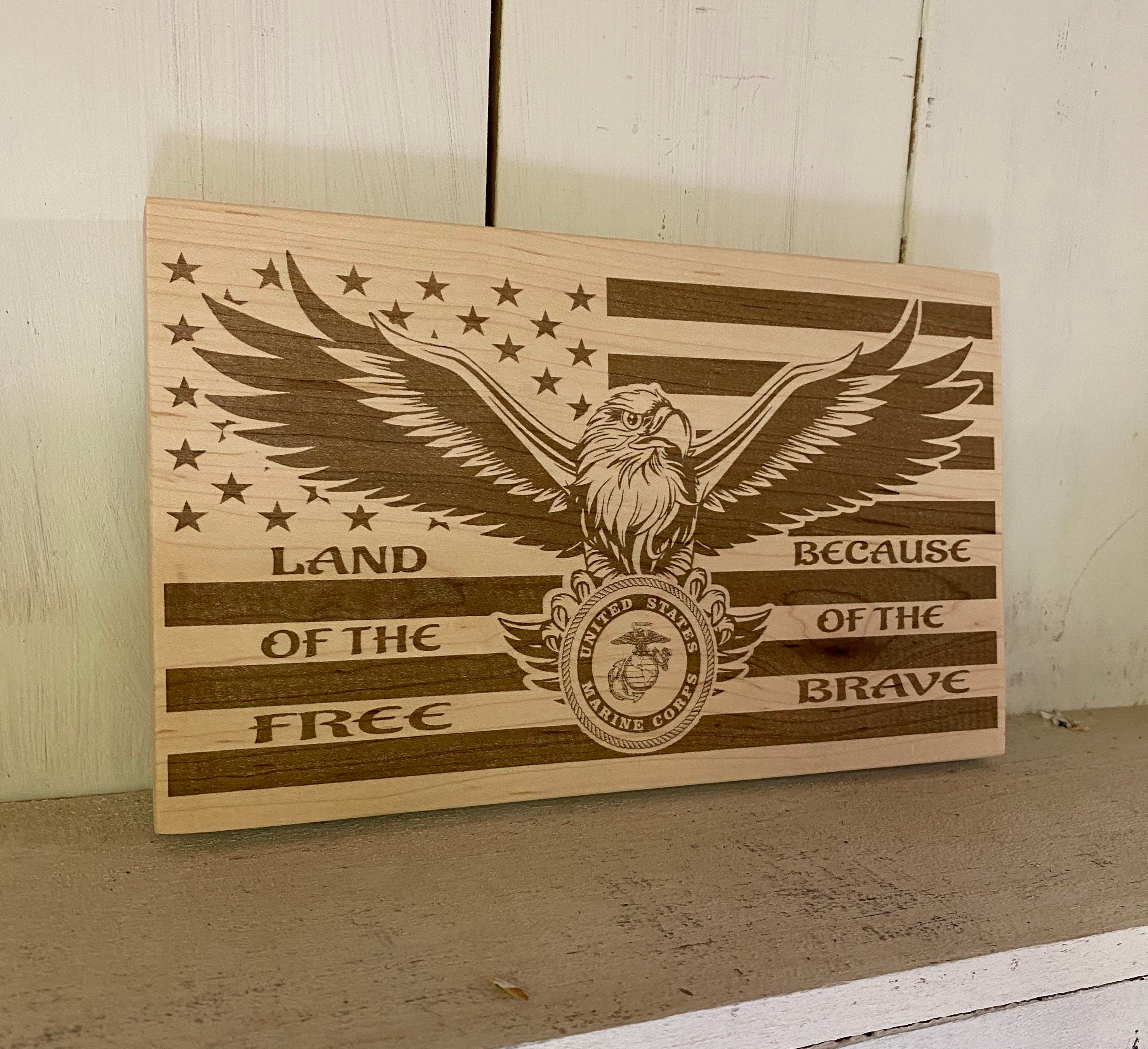 Download US Marines Real Wood Sign, American Flag, Military ...