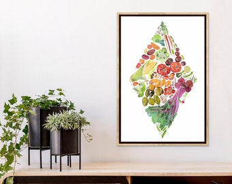 Farmers Market Fresh Vegetables Kitchen Decor Watercolor Print Veggies Food Wall Art Home Decor Digital Download Printable Gift for Her