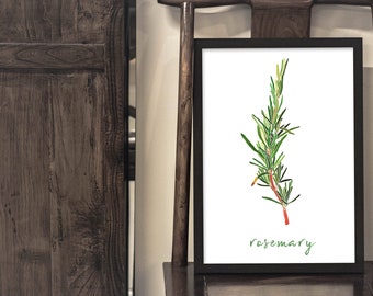 Rosemary Herb Kitchen Decor Watercolor Print Food Wall Art Herbal Home Decor Digital Download Kitchen Printable Gift for Her