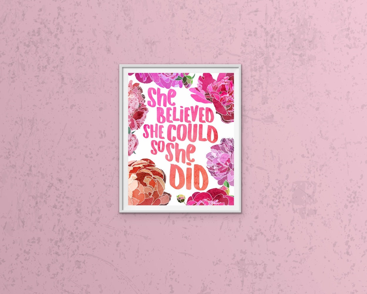 Floral Inspirational Quote Print Watercolor Flowers - Etsy