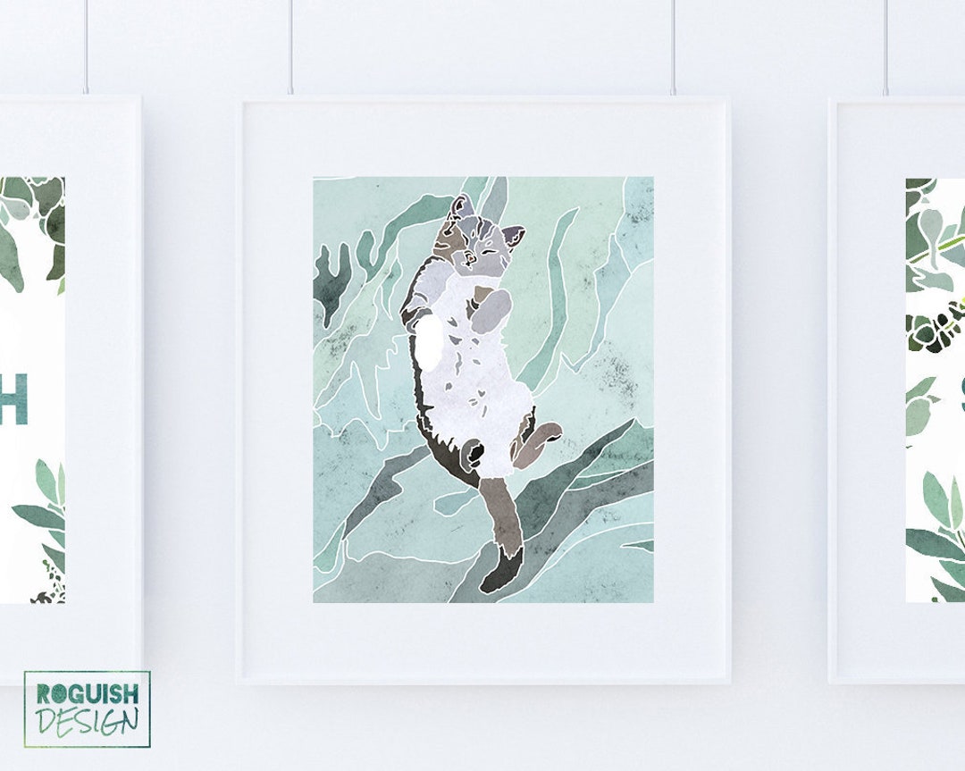 Kitty Cat Printable Watercolor Poster Nursery Wall Art Baby Shower Baby ...