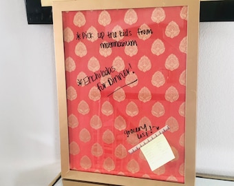 Saree Brocade Dry Erase Board, Desi Task Board, Indian Bulletin Board, South Asian Home Decor