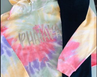 Pataka Tie Dye Crop Hoodie, Dhamaka Hoodie, South Asian, Indian, Desi, Modern Desi