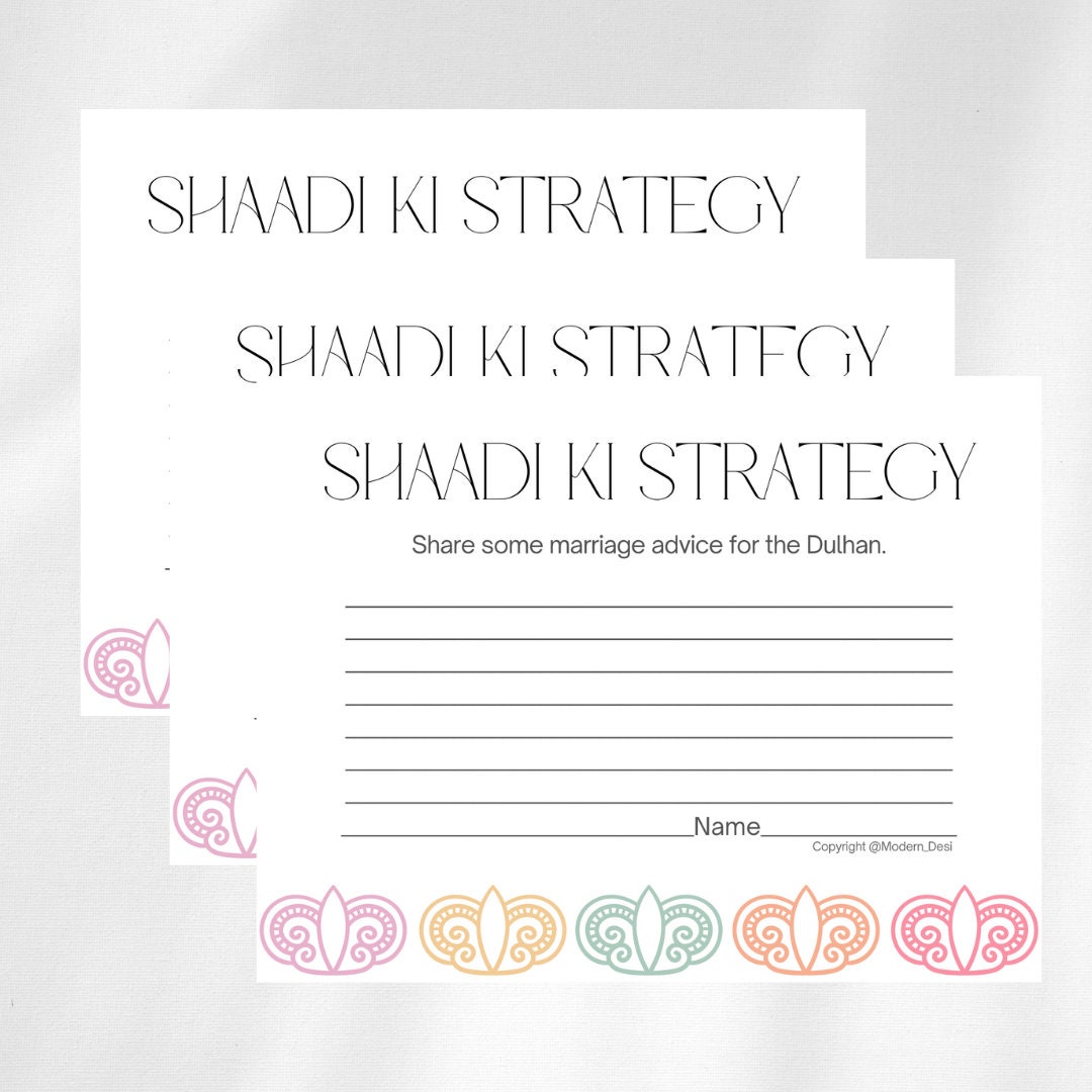 Marriage Advice Cards, Bridal Shower Game, Indian Bridesmaids, Desi Wedding, South Asian Dulhan