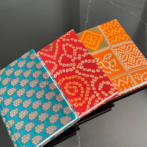 Orange - Bandhani Cover Handmade Ruled Paper Notebook (9 x 7 in)