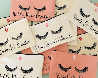 Eyelash Cosmetic Bags, Canvas Bags, South Asian Gifts, Indian Wedding Gifts, Desi Girl