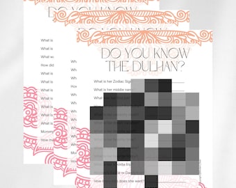 How well do you know the Dulhan, Bridal Shower Games, Party Games, South Asian Weddings