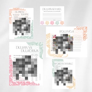 Indian Bridal Shower games bundle 2, Desi Wedding, Indian Bridesmaids, South Asian Bride