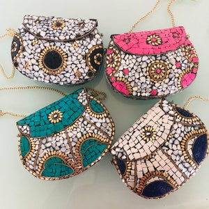 Mosaic Tile Clutch, Handbag, Bridesmaid Gifts, South Asian Gifts, Indian Purses, Handmade