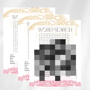 Word Search, Indian Bridal Shower Game, South Asian Wedding, Shaadi, Dulhan