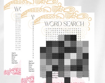 Word Search, Indian Bridal Shower Game, South Asian Wedding, Shaadi, Dulhan