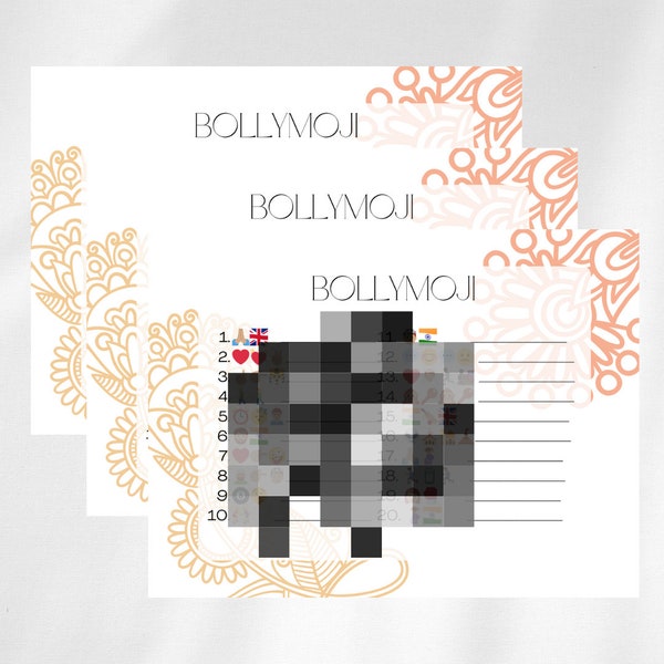 BollyMoji, Indian Bridal Shower Game, Desi Wedding, Bollywood Bridal Shower