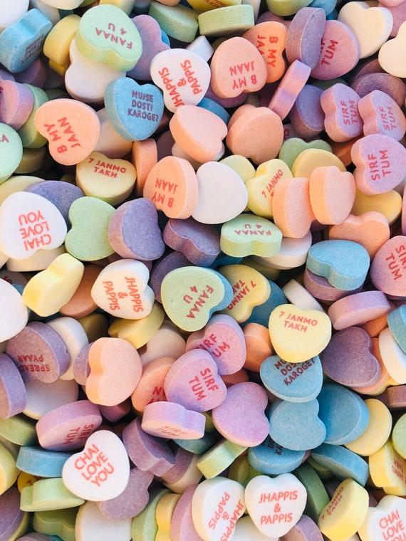 Indian Candy Hearts, Desi Valentines, South Asian Gifts, Indian Candy. 