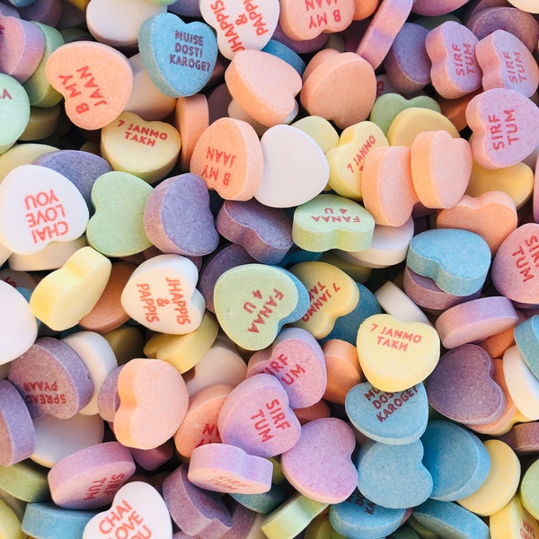 Indian candy Hearts, Desi Valentines, South Asian Gifts, Indian Candy.