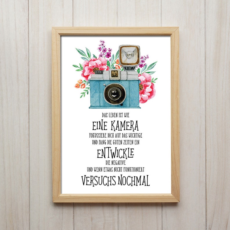 Leben Ist Wie Eine Kamera Spruch Kunstdruck Vintage Bild Etsy