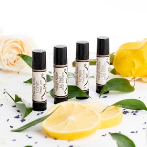Lip Balm, Organic All-Natural | Handmade Chapstick for Chapped, Dry Lips | Natural Flavors Rose or Lemon, Sustainable and Eco-friendly
