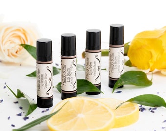 Lip Balm, Organic All-Natural | Handmade Chapstick for Chapped, Dry Lips | Natural Flavors Rose or Lemon, Sustainable and Eco-friendly