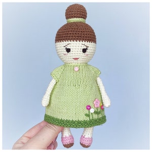 Spring Flowers Beauty crocheted doll in green dress. Plutanka doll for girls. Easter gift from Ukraine. Nursery decor. Hygge. Eco friendly.