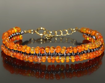 Nieuw uniek ontwerp AAA Ethiopische opaal kralen armband, natuurlijke oranje kralen en multi regenboog vuur opaal kralen armband, geboortesteen van oktober.