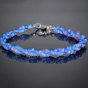 Lavender colour ethiopian opal twist bracelet, AAA Quality opal bracelet, genuine opal bracelet, rainbow fire bracelet