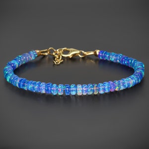 AAA äthiopische Opal Perlen Armband, natürliche blaue Opal Perlen Armband, Oktober Geburtsstein, Regenbogen Feuer Opal Armband, 4 bis 5 mm Opal Schmuck