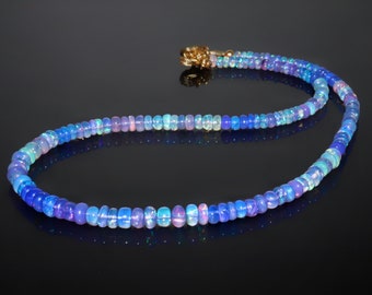 AAA Ethopian Lavender Opal Smooth Shaded Beads Necklace, opal beads jewellery, Top Quality Ethiopian Opal Bead Strand Necklace, gift for her