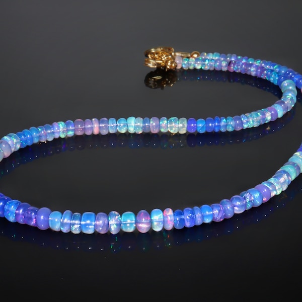 AAA Ethopian Lavender Opal Smooth Shaded Beads Necklace, opal beads jewellery, Top Quality Ethiopian Opal Bead Strand Necklace, gift for her