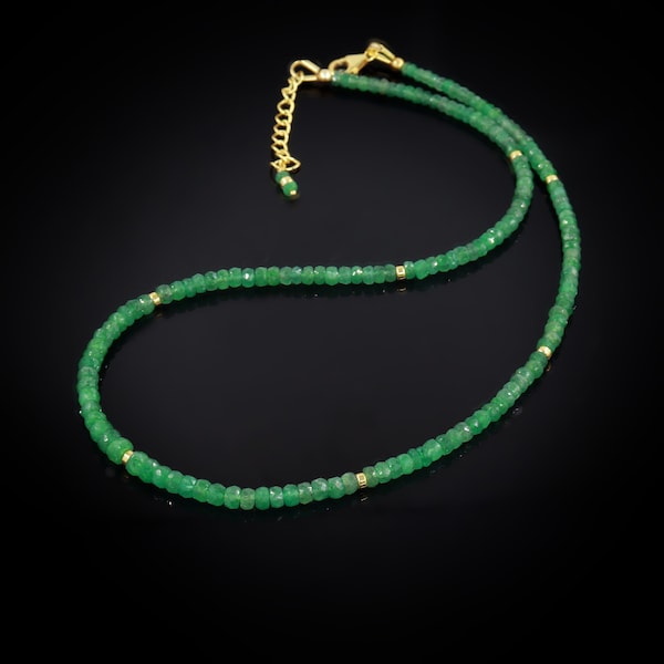 Natural Emerald Necklace, Unique Design Necklace, Genuine Emerald Necklace, New Year Gift, Necklace for Women, Silver Necklace, Real Emerald