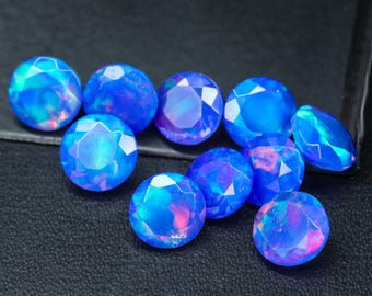 Round Blue frie Ethiopian opal Loose opal lot for making Opal jewelry, AAA Ethiopian opal, Vintage fire opal stones lot, Multi fire opal lot