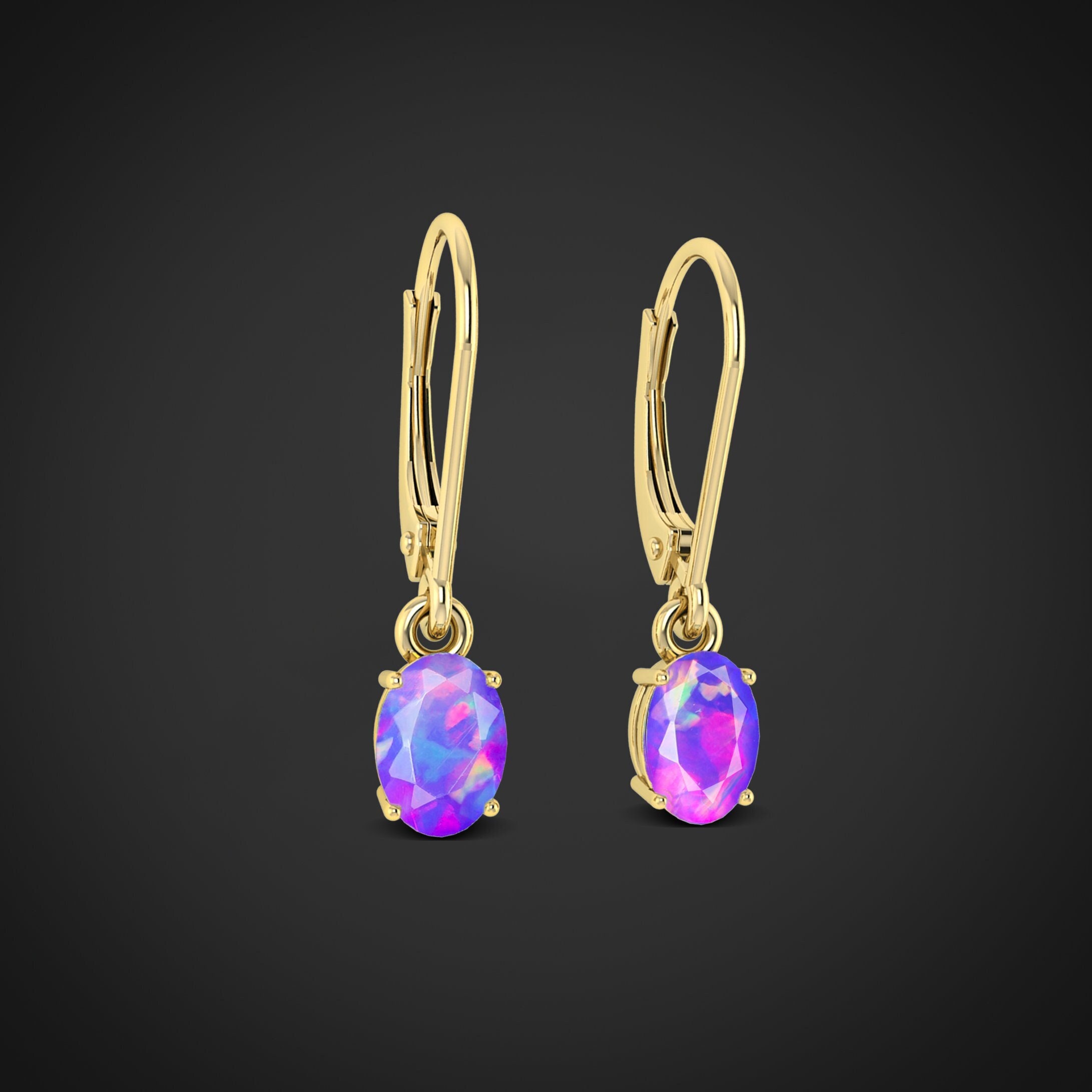 Earring Bml Gems Jewellery Lavender Opal Earrings, Dangle Drop