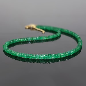 Genuine Emerald Necklace, Emerald Necklace, Beaded Necklace, May Birthstone Jewelry, Green Emerald Necklace, Emerald Necklace Silver Jewelry