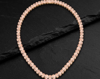 Morganite Tennis Necklace for Women, Gemstone Necklace for Her, Dainty Wedding Necklace, Birthstone Jewelry, Handmade Anniversary Gift