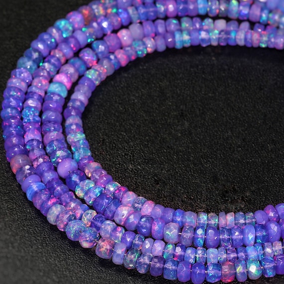 Fire Lavender Faceted Opal Beads Loose Line, Genuine Faceted Opal Beads, AAAA+ Lavender Opal Beads Loose Line, October Birthstone