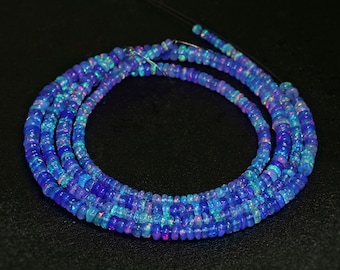 AAA Blue Ethiopian Opal Loose Beads Strand, Natural Opal Gemstone, Top Grade Opal Beads, Jewelry Making, October Birthstone, Opal Rondelle