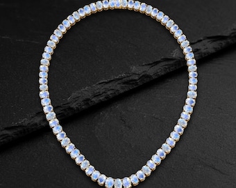 Moonstone Tennis Necklace, Handmade Gemstone Jewelry, Dainty Wedding Necklace, Birthstone Gift for Her, Birthday Gift, Mothers Day Gift