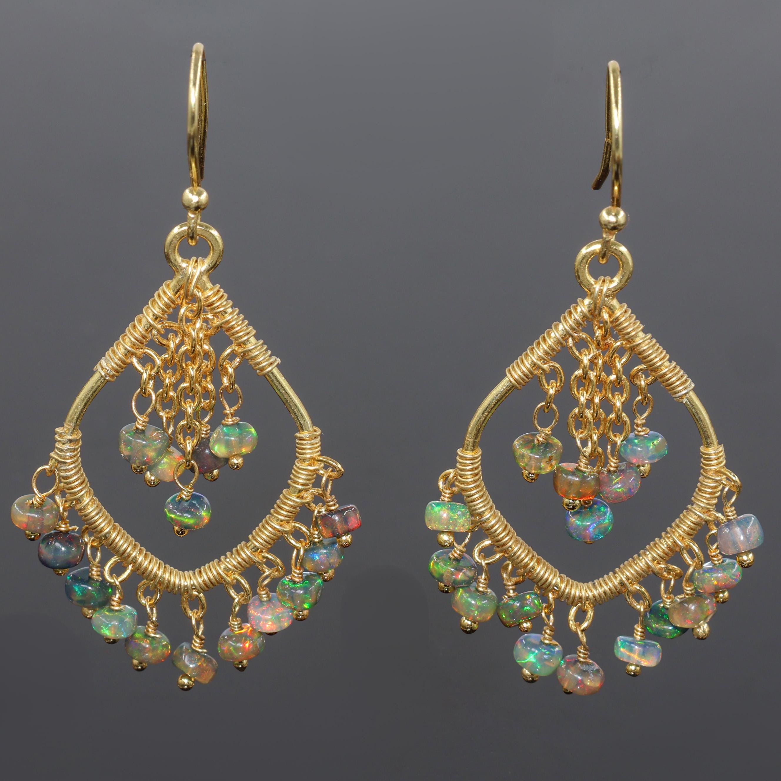 ブラウンムーンストーン　シャンデリアイヤリング　ハンドメイド作家物14kgf Chandelier earrings gold filled - Etsy 日本