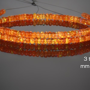 AAA Orange Fire Opal Smooth Beads Loose Strand, Natural Orange Ethiopian Opal Beads, Opal Gemstone Beads For Jewelry Making