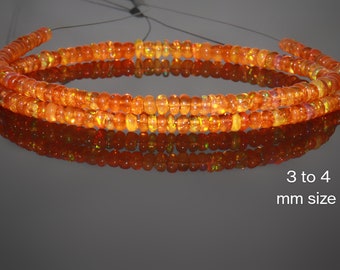 AAA Orange Fire Opal Smooth Beads Loose Strand, Natural Orange Ethiopian Opal Beads, Opal Gemstone Beads For Jewelry Making
