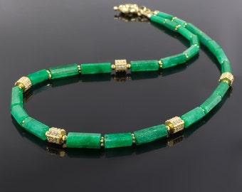 Collier émeraude, collier en forme de crayon, bijoux à breloque émeraude, collier pour femme, bijoux en argent sterling 925, cadeau d'anniversaire