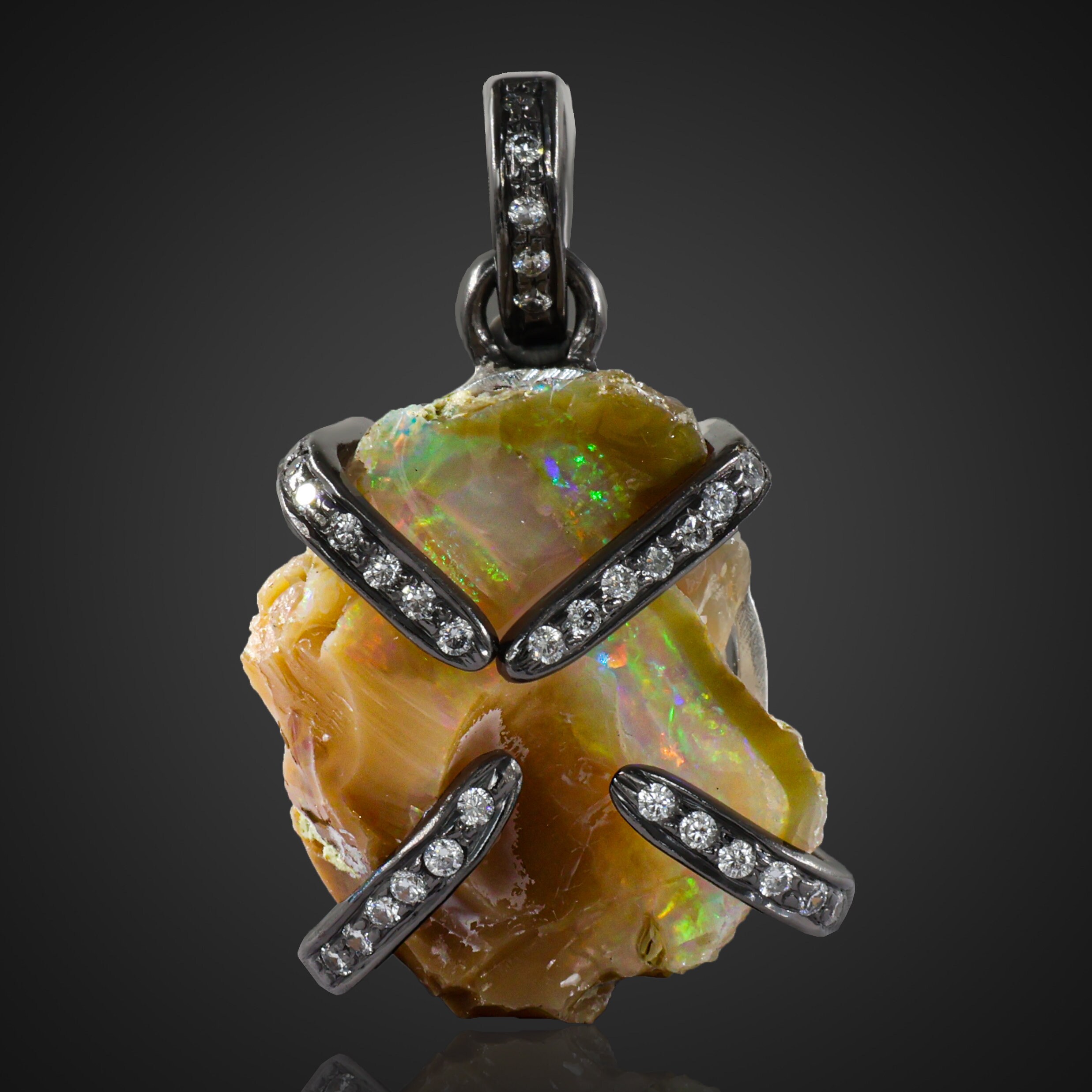 ■Hei■ yellow opal necklace HE24FANFW571XXFR Yellow Opal Pendant Necklace, Raw Opal Pendant Necklace