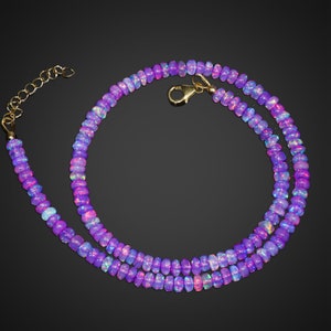 Natural Purple Opal Beads Necklace, Smooth Rondelle Beaded Necklace, Welo Opal Beads Necklace, Fire Opal Jewelry, Opal Bridesmaid Jewelry
