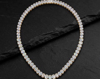 Natural Moissanite Tennis Necklace, Gold Wedding Necklace, Birthstone Jewelry, Handmade Anniversary Gift, Oval Cut Moissanite Jewelry