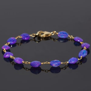 Lavender fire opal bracelet, Wire wrap tumbel opal bracelet, October birthstone, AAA Ethiopian opal Bracelet, Bracelet for women