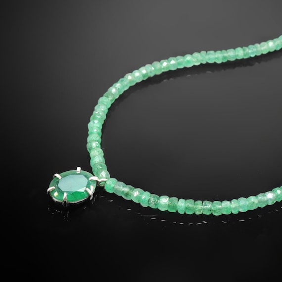 Emerald Necklace, May Birthstone Jewelry, Gold Necklace, 925 Sterling  Silver, Minimalist Necklace, AAA Emerald Necklace, Gift for her