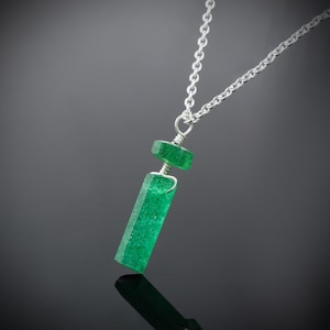 raw emerald hexagon crystal necklace, emerald sterling silver necklace, rough emerald pendant necklace, birthstone crystal jewelry