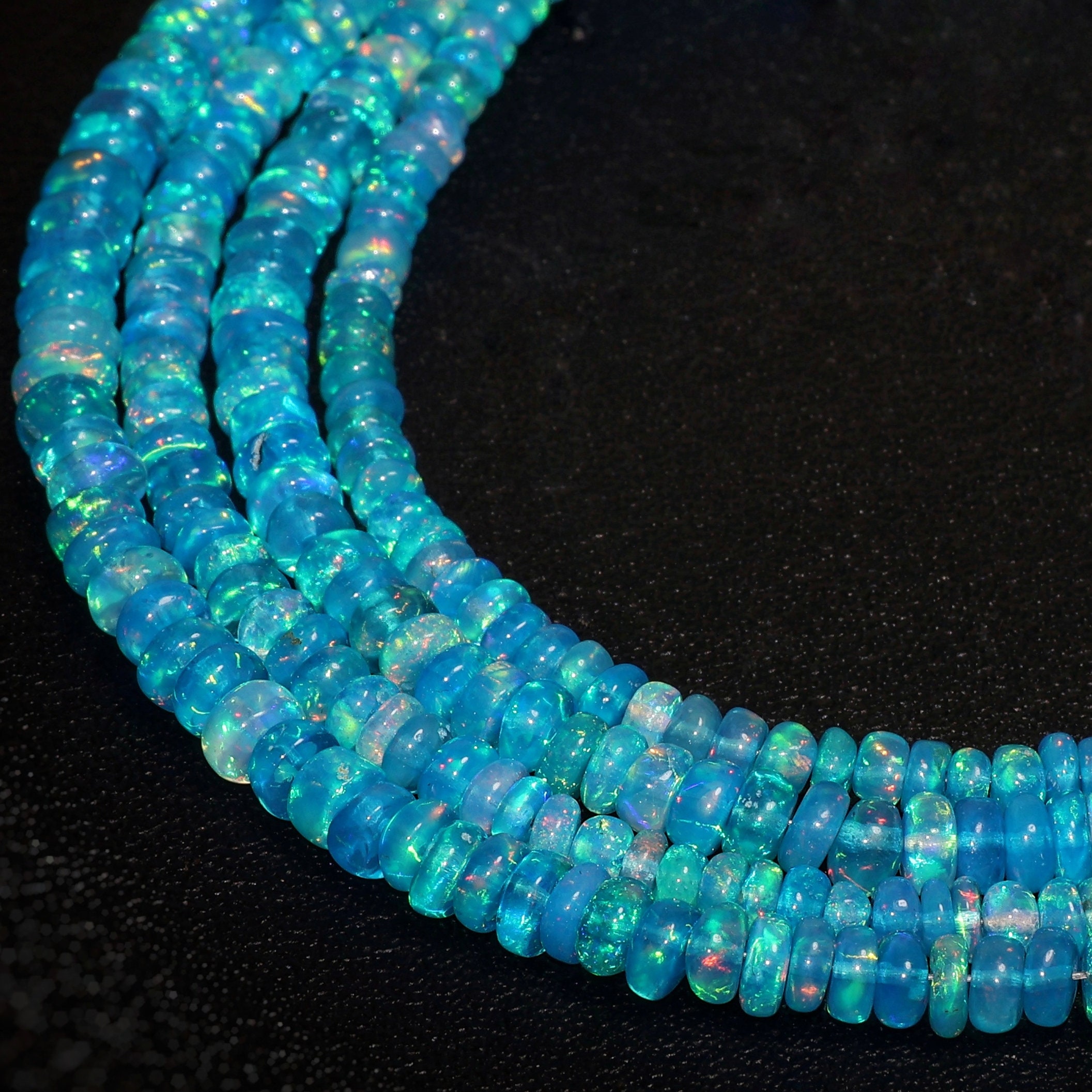 AAA Paraiba Ethiopian Opal Loose Beads Strand, Genuine Multi Fire Opal Beads, Spiritual Rainbow Fire Opal Beads Strand for Jewelry Making