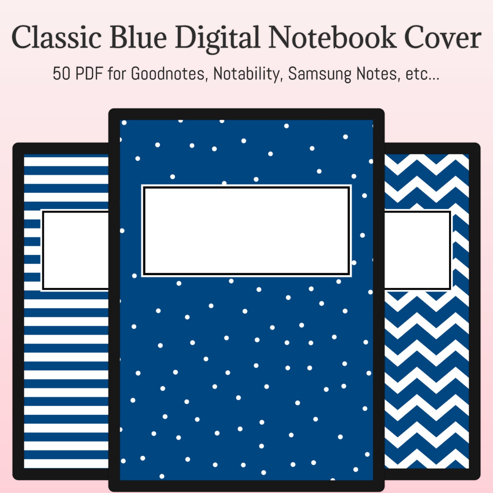 Classic Blue Digital Notebook Cover Goodnotes iPad Etsy