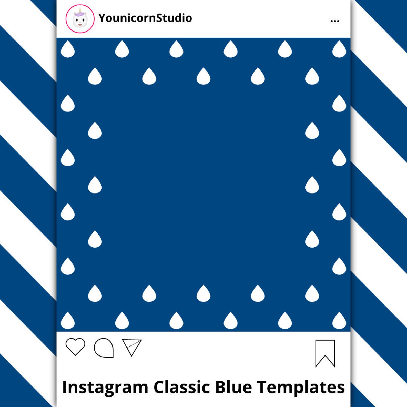 Classic Blue Instagram Template Social Media Post Ig Etsy